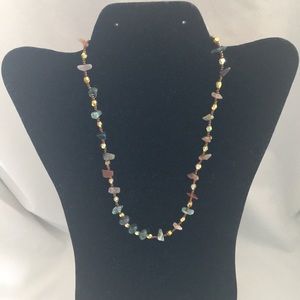 18” Rock stone necklace gold based
